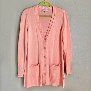 Isaac Mizrahi Peach Essentials Boyfriend Cardigan